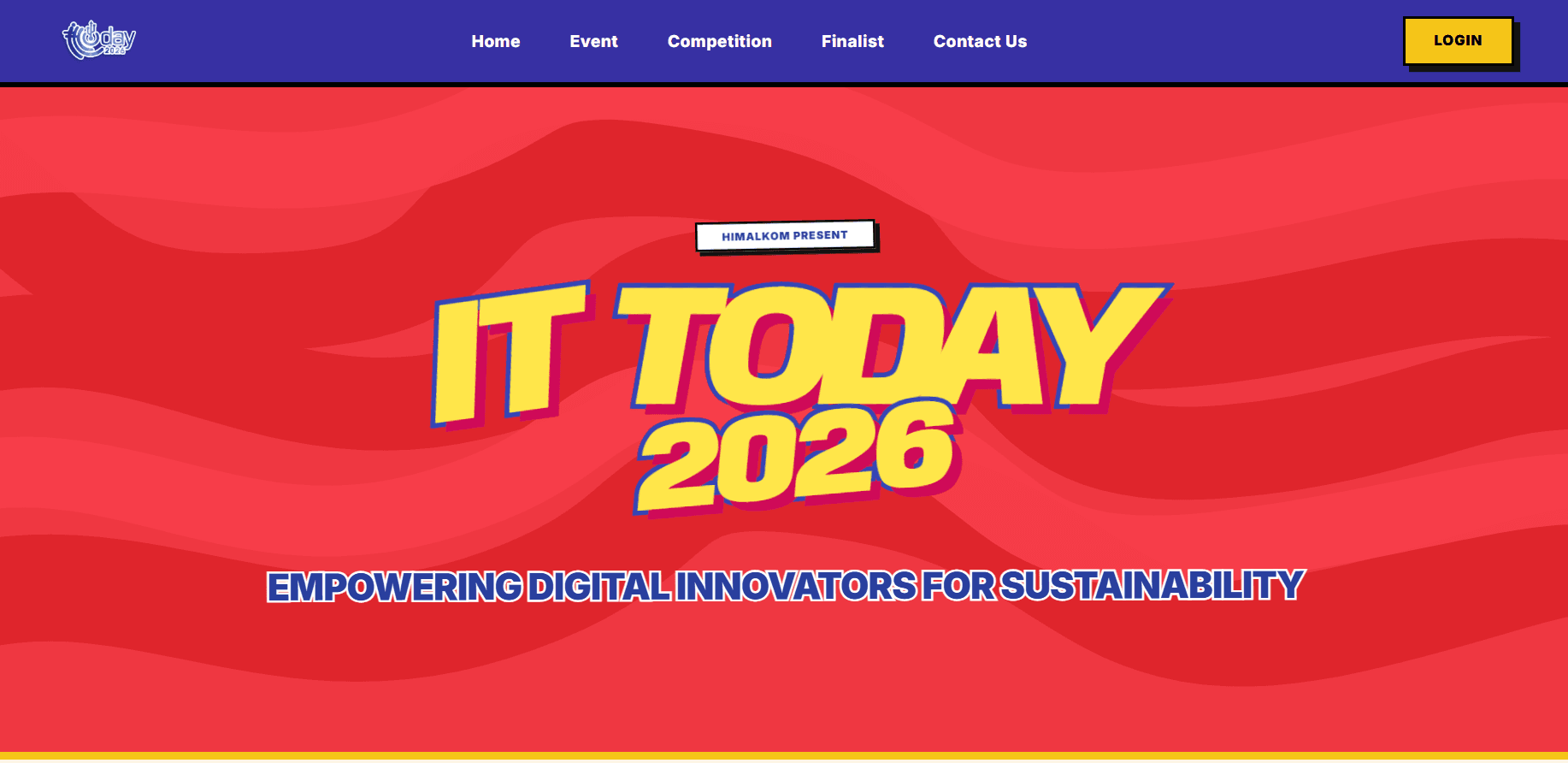 IT TODAY 2026 website homepage with red, yellow, and blue event graphics